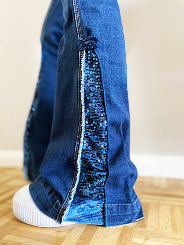 KINKED Denim Sequin Flared Jeans
