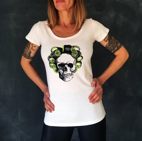 Skull Curlers Ladies T-shirt
