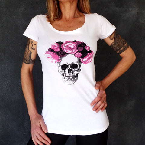 Skull Flowers Ladies T-Shirt
